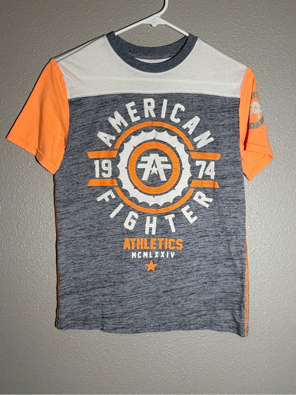American Fighter Gray & Orange Athletic Graphic Tee